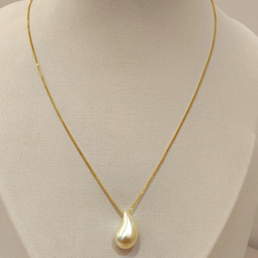 COLAR VENEZIANA COM PINGENTE GOTA PÉROLA M