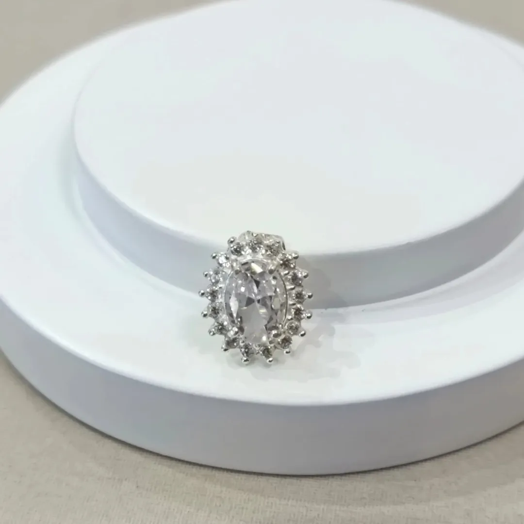 PINGENTE PRATA OVAL CRISTAL