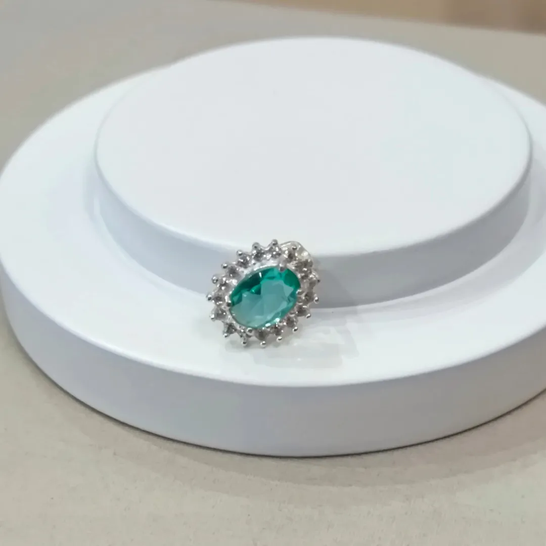 PINGENTE PRATA OVAL CRISTAL