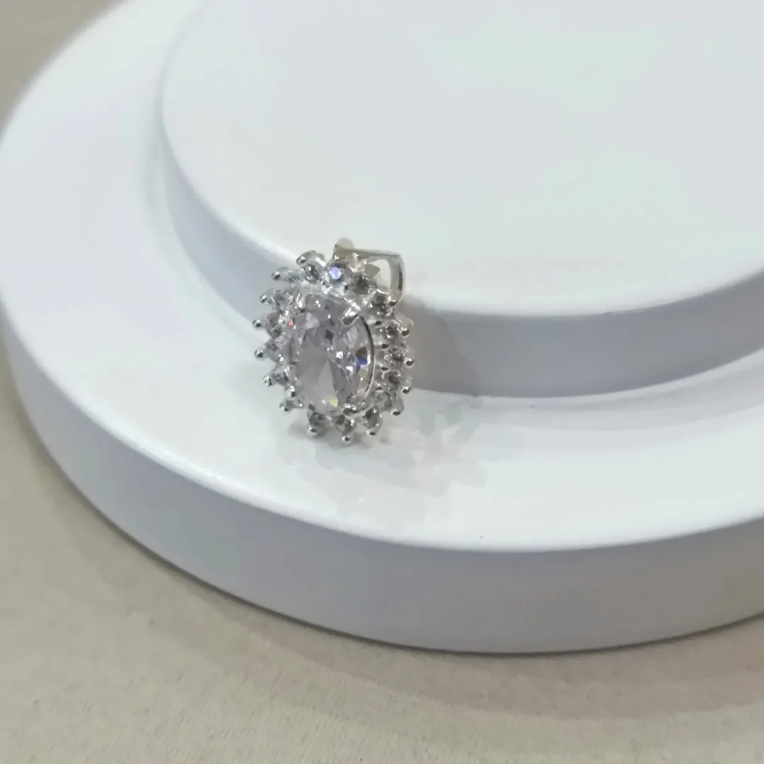 PINGENTE PRATA OVAL CRISTAL