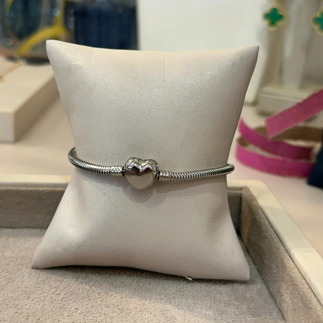 PULSEIRA AÇO PANDORA 19CM FECHO CORAÇÃO