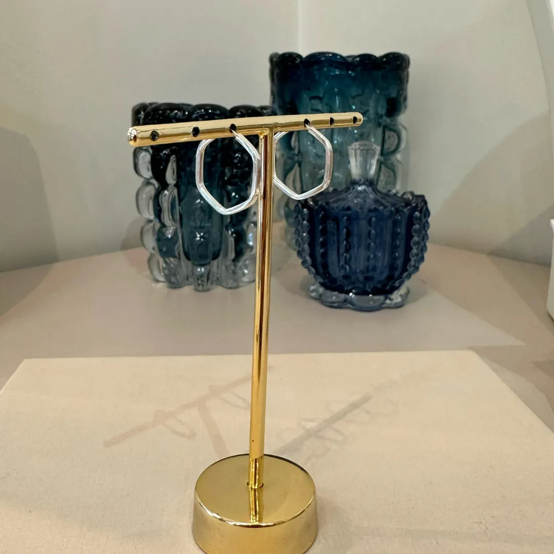 ARGOLA PRATA HEXAGONAL G