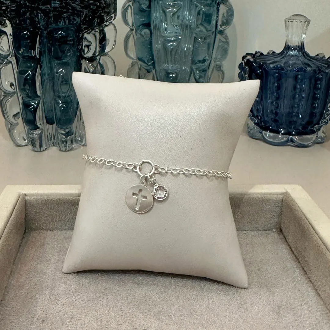 PULSEIRA PRATA CRUZ E ZIRCÔNIA