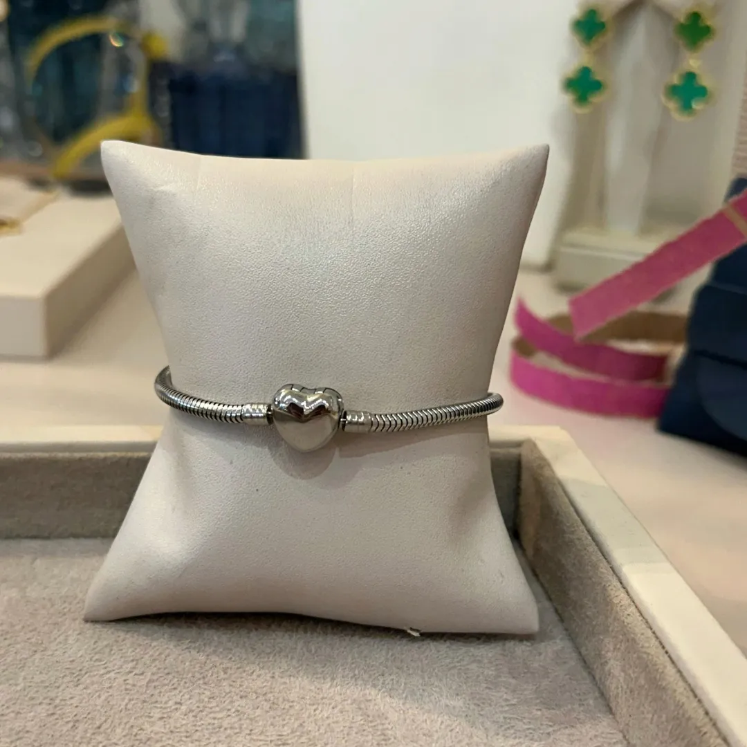 PULSEIRA AÇO PANDORA 19CM FECHO CORAÇÃO