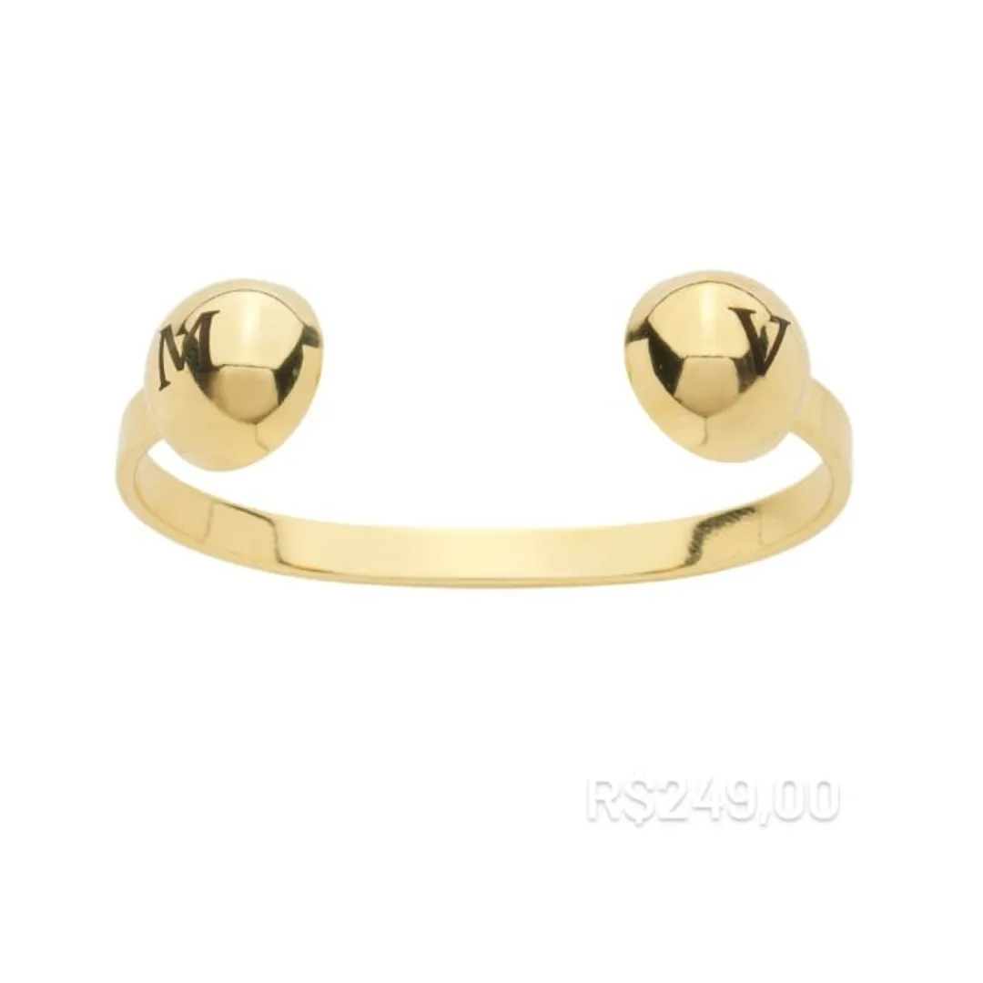 BRACELETE COM ESFERAS E INICIAIS DOURADO