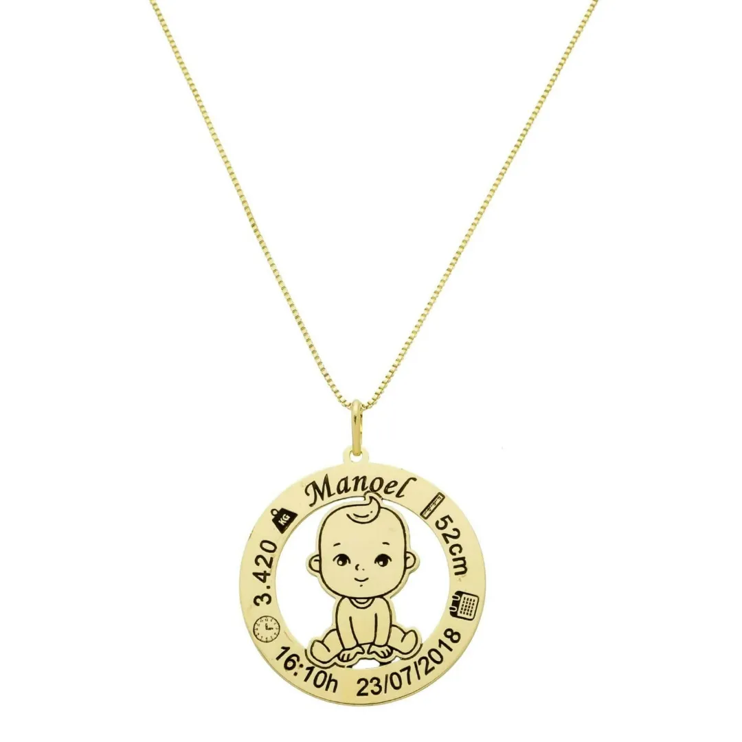 COLAR PERSONALIZADO MANDALA COM INFORMAÇÕES NASCIMENTO