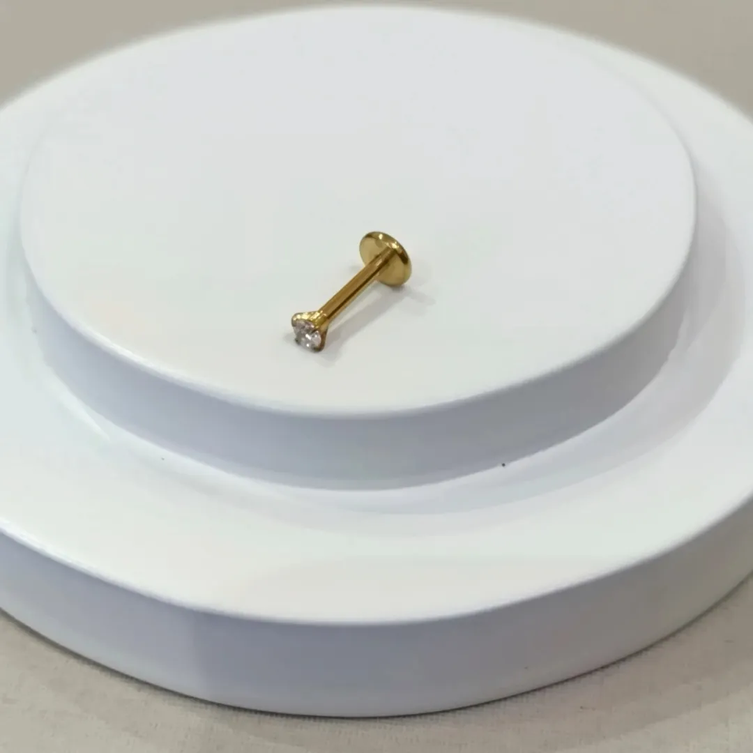 PIERCING PONTO DE LUZ ROSCA FRONTAL PVD GOLD 6MM P (ZIRC 2MM)