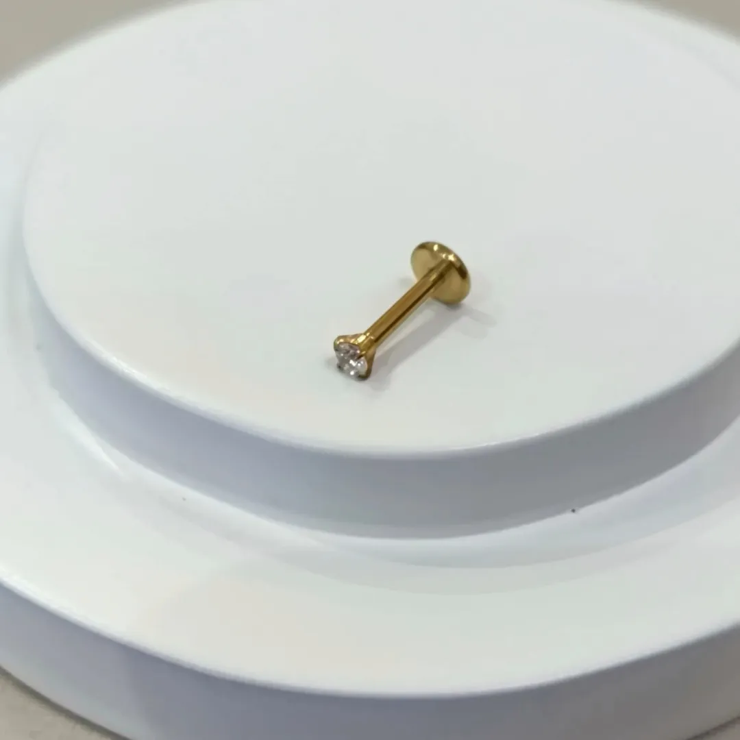 PIERCING PONTO DE LUZ ROSCA FRONTAL PVD GOLD 6MM P (ZIRC 2MM)