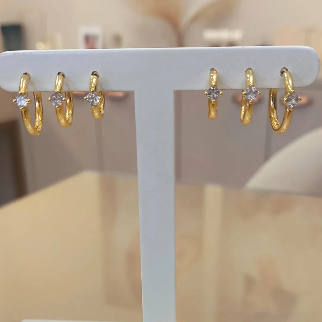 TRIO ARGOLAS FINAS COM ZIRCÔNIA