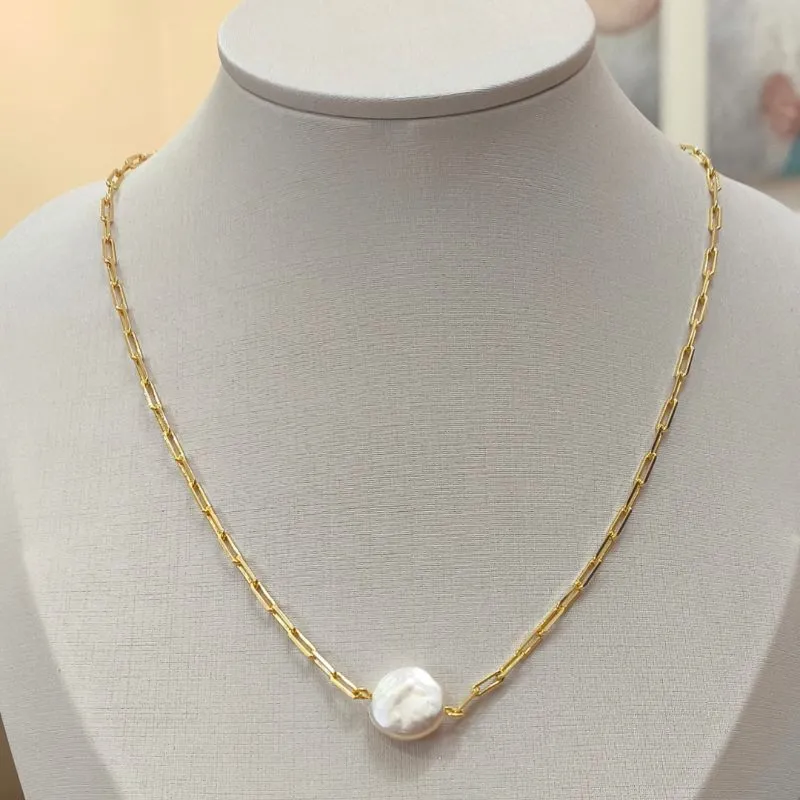 COLAR CARTIER COM PÉROLA MOEDA