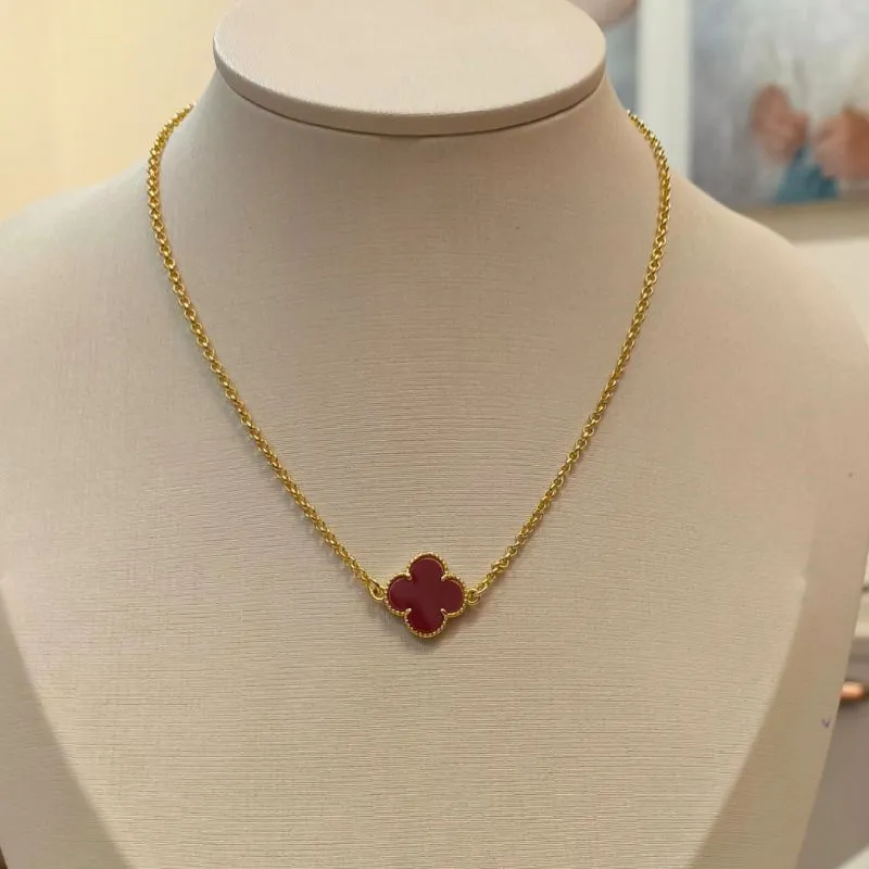 COLAR ELO PORTUGUÊS TREVO VAN CLEEF VERMELHO