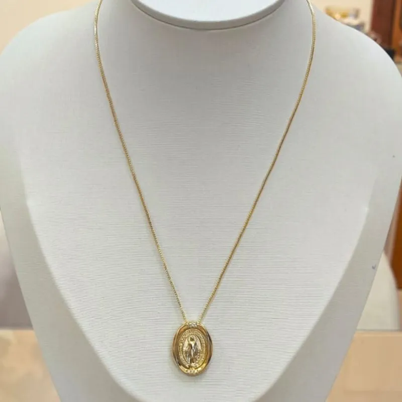 CORRENTE VENEZIANA COM MEDALHA NOSSA SENHORA DAS GRAÇAS GIRATÓRIA