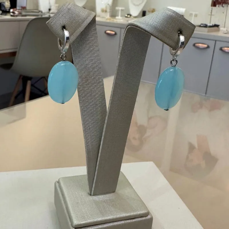 ARGOLA PRATA PEDRA NATURAL AZUL OVAL