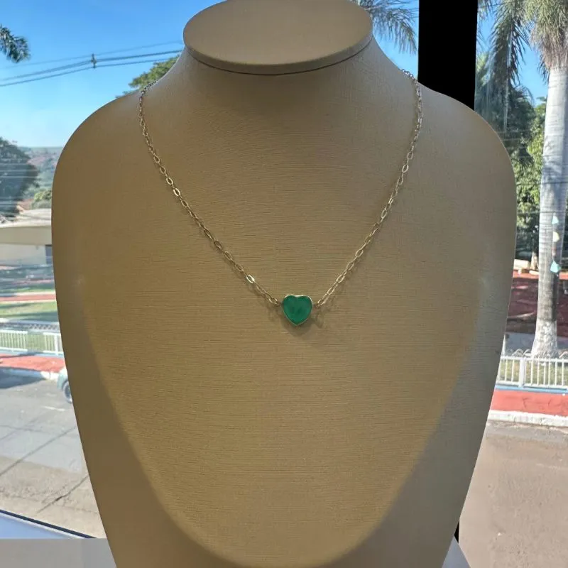 CHOKER PRATA CORAÇÃO VERDE TIFFANY