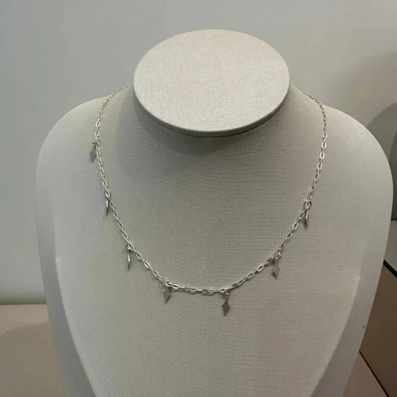 CHOKER PRATA PINGENTES LOSANGOS