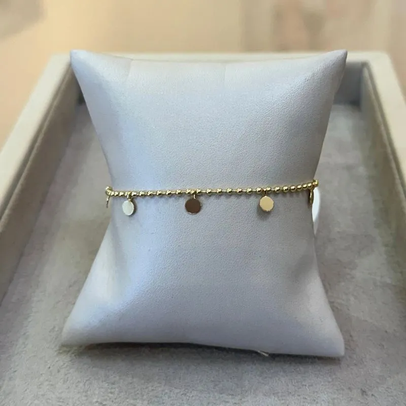 PULSEIRA BOLINHAS DIAMANTADAS E MEDALHAS