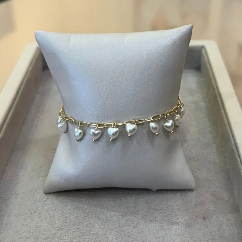 PULSEIRA CARTIER PÉROLAS CORAÇÕES