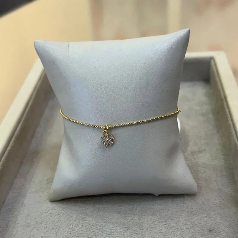 PULSEIRA DELICADA COM PINGENTE FLOR ZIRCÔNIA