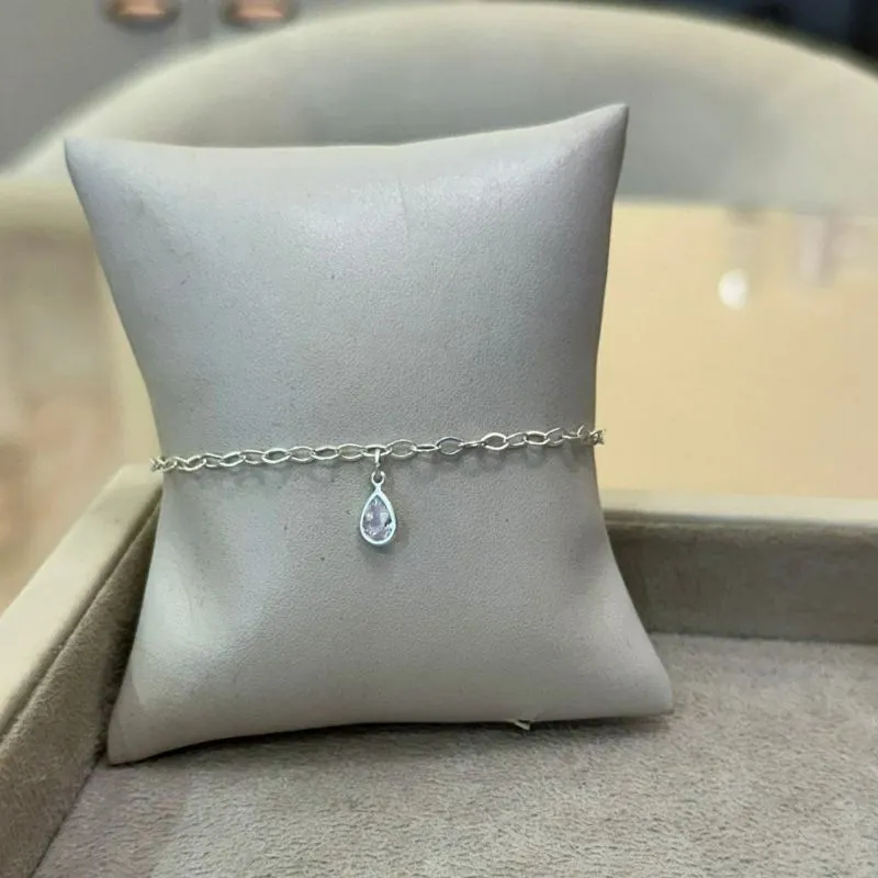 PULSEIRA ELOS E PINGENTE ZIRCÔNIA GOTA CRISTAL