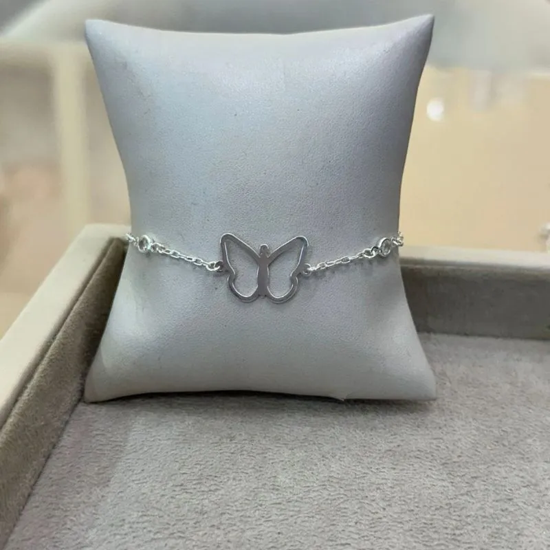 PULSEIRA PRATA BORRBOLETA E ZIRCÔNIAS