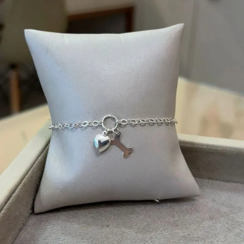 PULSEIRA PRATA CORAÇÃO E OSSINHO