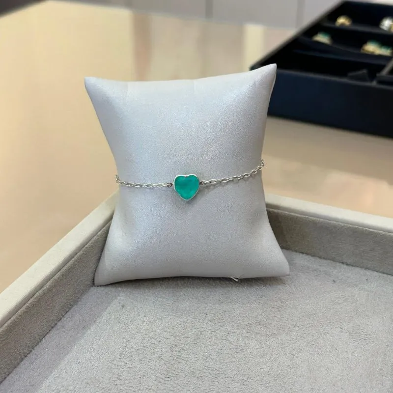 PULSEIRA PRATA CORAÇÃO TURMALINA VERDE