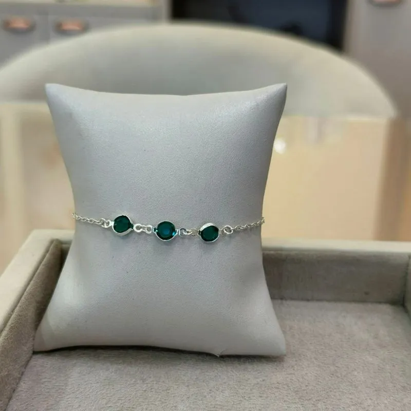 PULSEIRA PRATA ZIRCÔNIAS VERDES