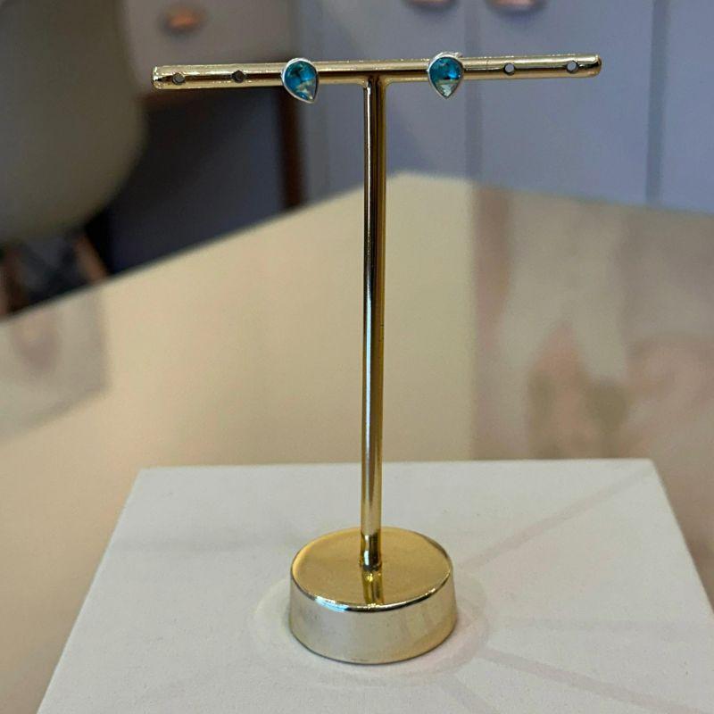 BRINCO PRATA GOTA AZUL