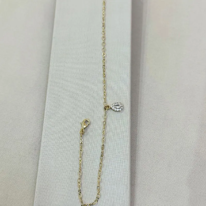 TORNOZELEIRA COM PINGENTE GOTA ZIRCÔNIA
