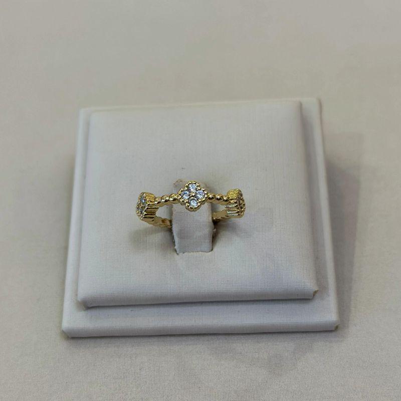 ANEL REGULÁVEL TREVO VAN CLEEF ZIRCÔNIA CRISTAL