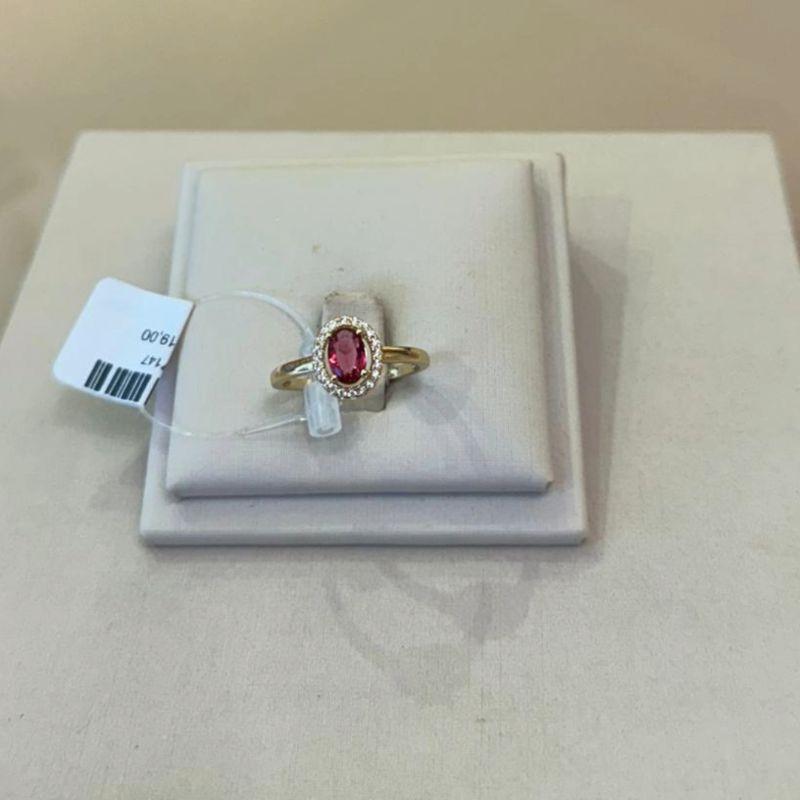 ANEL SOLITÁRIO OVAL PINK TAMANHO 18