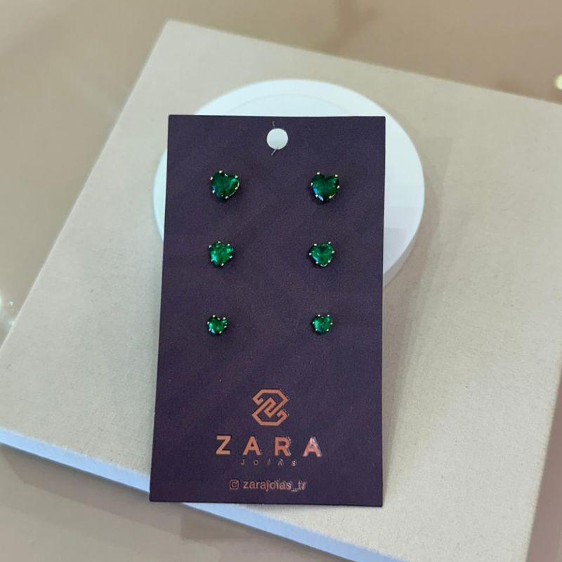 TRIO CORAÇÃO VERDE ESMERALDA