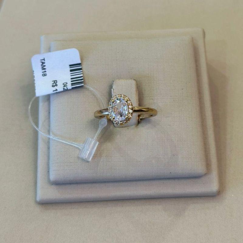 ANEL SOLITÁRIO OVAL ZIRCÔNIA CRISTAL TAMANHO 18