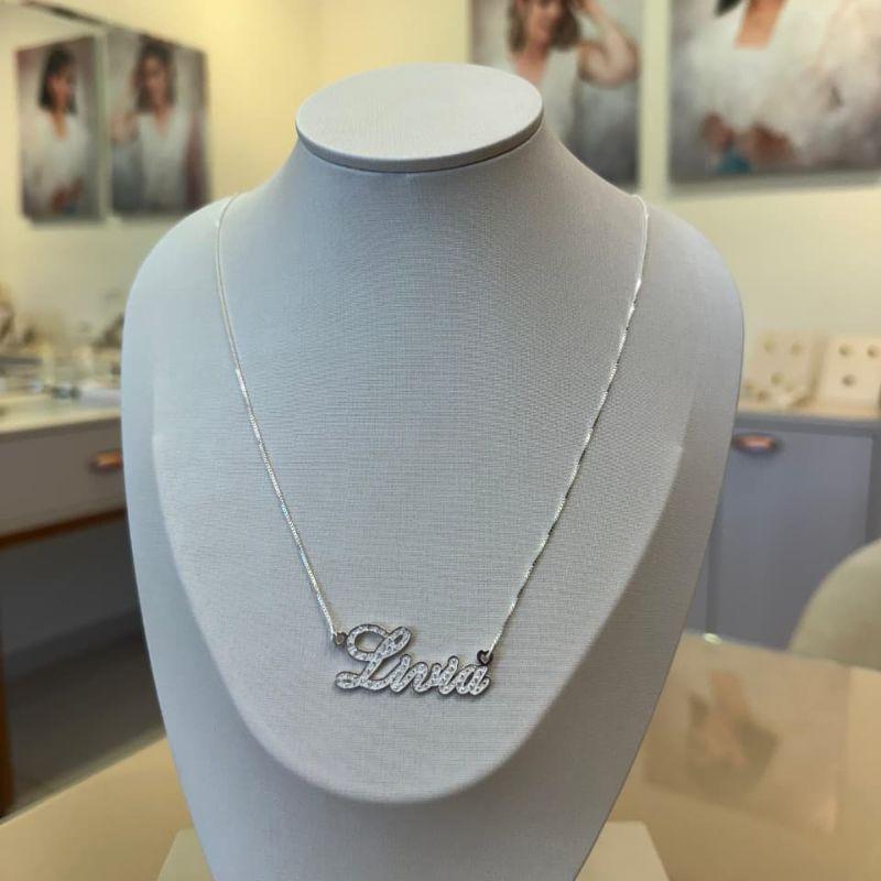 COLAR NOME CRAVEJADO PRATA 925