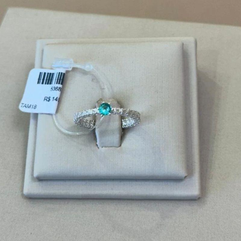 ANEL PRATA SOLITÁRIO RENDA ITALIANA ZIRCÔNIA VERDE TAMANHO 18