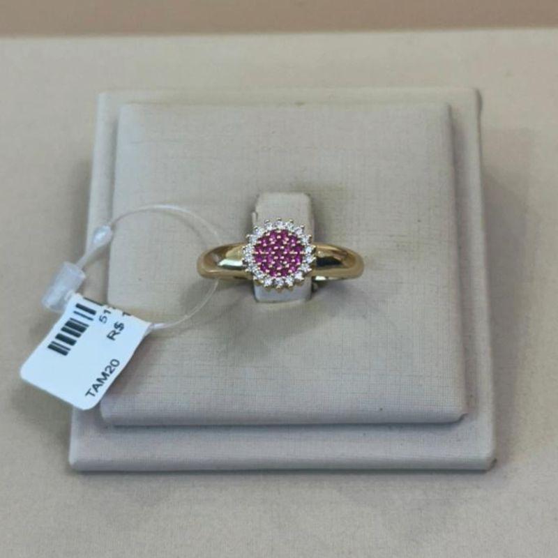 ANEL SOLITÁRIO CHUVEIRINHO PINK TAM 20