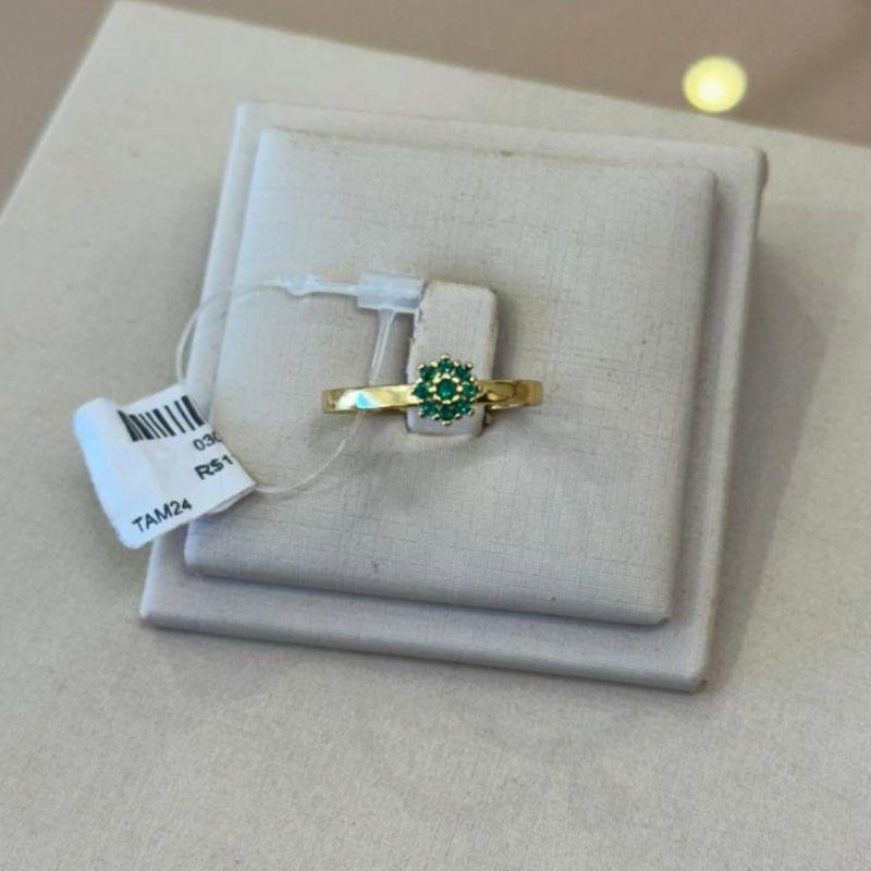 ANEL SOLITÁRIO CHUVEIRINHO VERDE TAMANHO 24