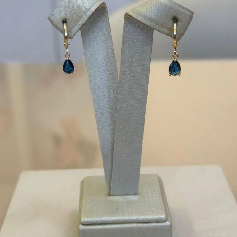 ARGOLA GOTA ZIRCÔNIA AZUL MARINHO