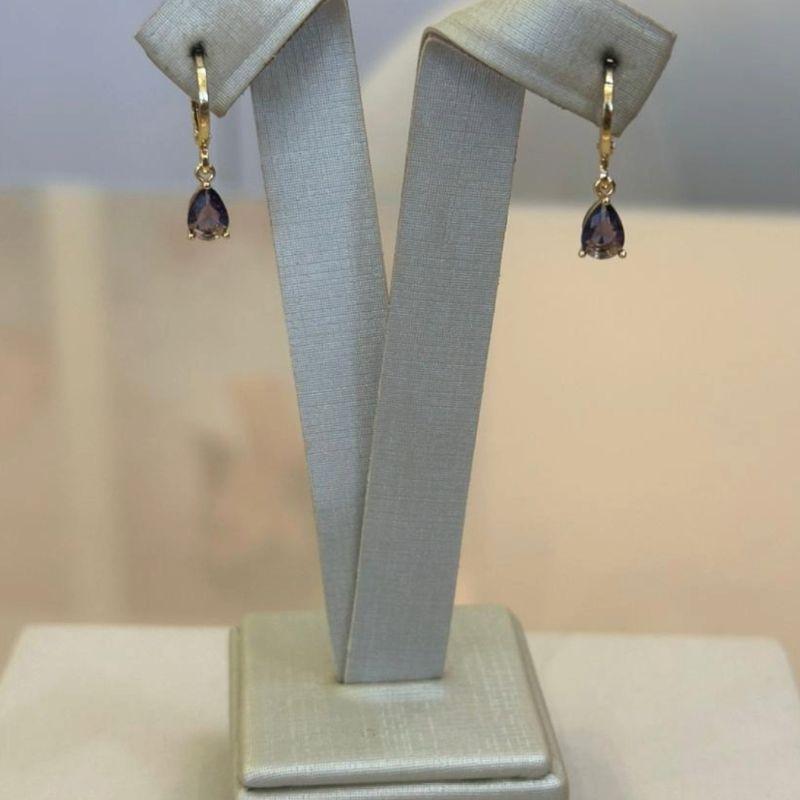 ARGOLA GOTA ZIRCÔNIA LILÁS/LAVANDA