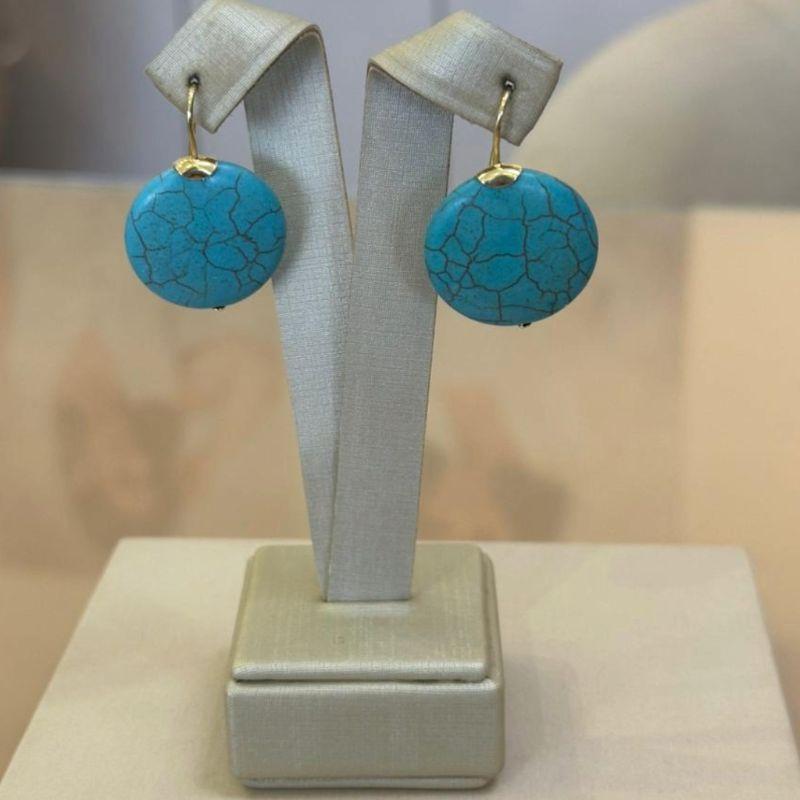 BRINCO GANCHO BALA TURQUESA 25MM