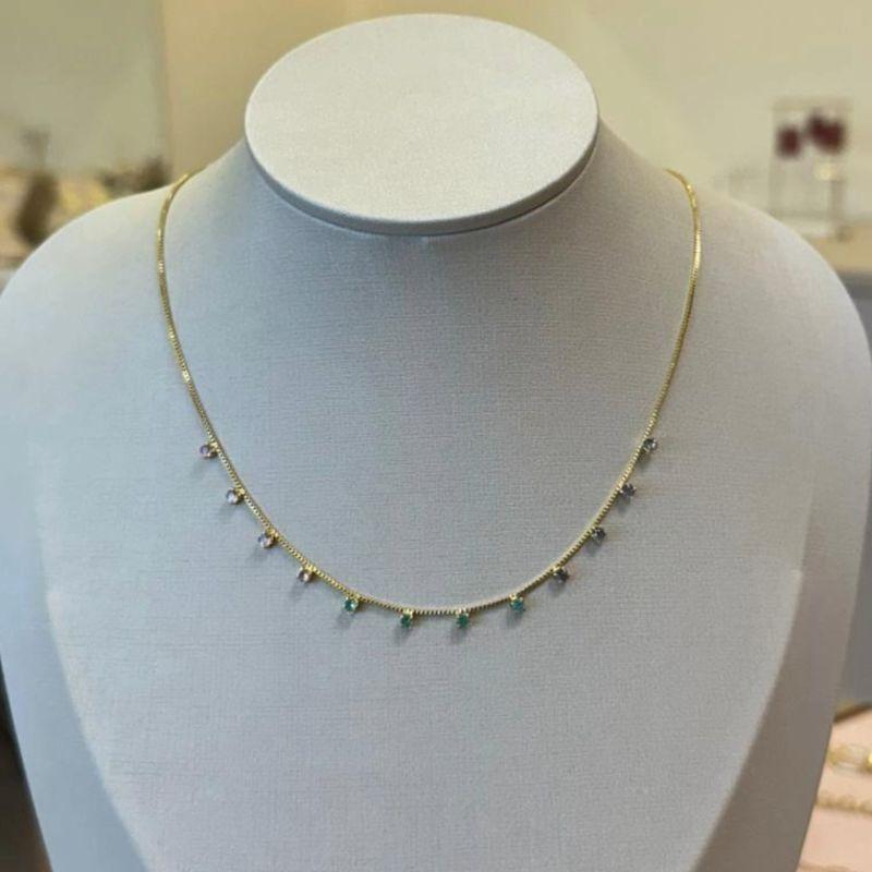 CHOKER QUADRADINHOS PONTOS DE LUZ COLORS