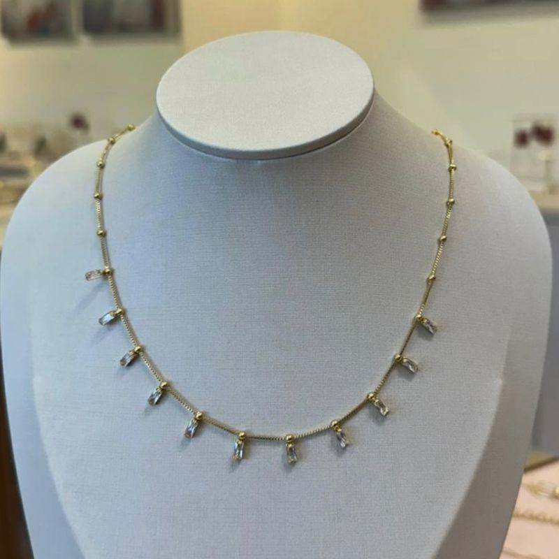 CHOKER VENEZIANA ESFERAS COM ZIRCÔNIAS NAVETES