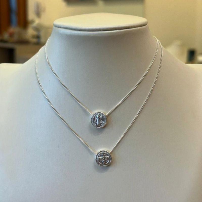 ESCAPULÁRIO PRATA SÃO BENTO MEDALHA M