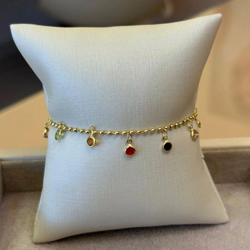 PULSEIRAS BOLINHAS COM ZIRCÔNIAS COLORIDAS