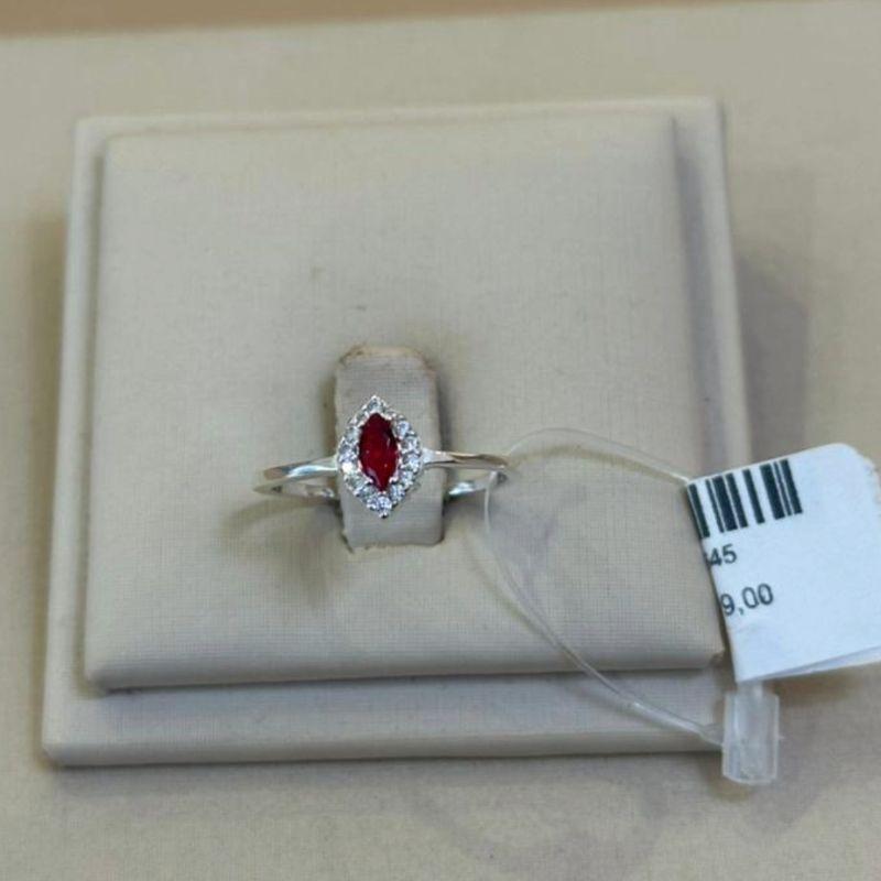 ANEL PRATA FORMATURA/SOLITÁRIO OVAL VERMELHO TAMANHO 21