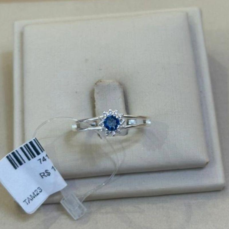 ANEL PRATA FORMATURA/SOLITÁRIO REDONDO LILÁS TAMANHO 23