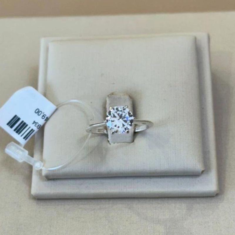 ANEL PRATA SOLITÁRIO 8MM CRISTAL TAMANHO 21