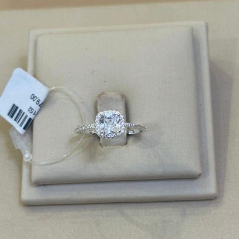 ANEL PRATA SOLITÁRIO ZIRCÔNIA QUADRADA TAMANHO 21