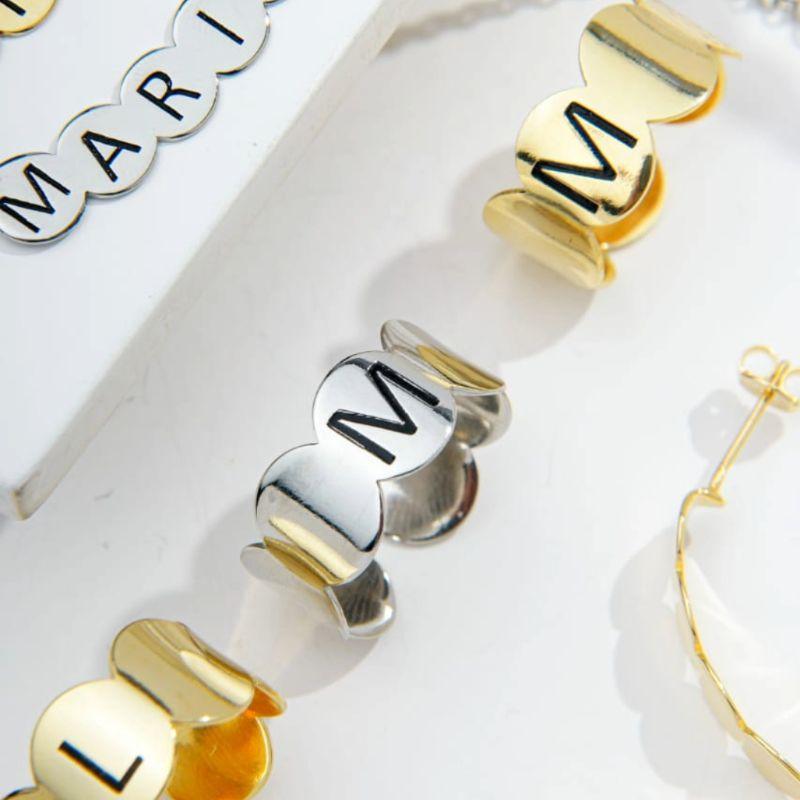 ANEL REGULÁVEL BOLINHAS COM INICIAL RÓDIO BRANCO