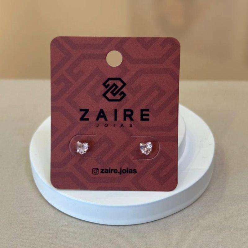 BRINCO PRATA CORAÇÃO ZIRCÔNIA ROSA 3MM